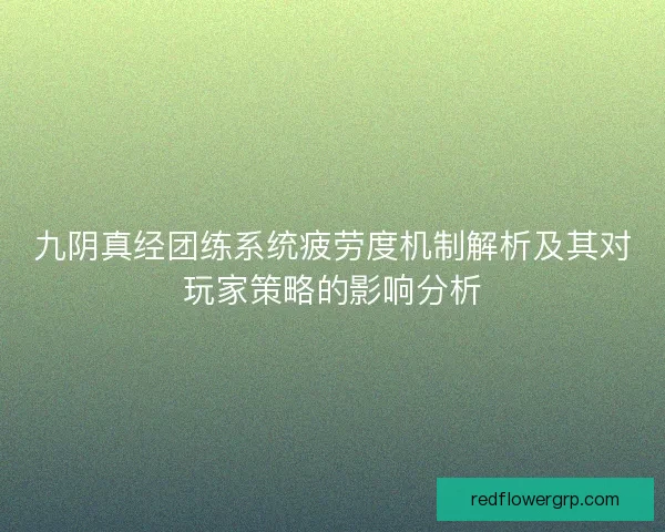 九阴真经团练系统疲劳度机制解析及其对玩家策略的影响分析
