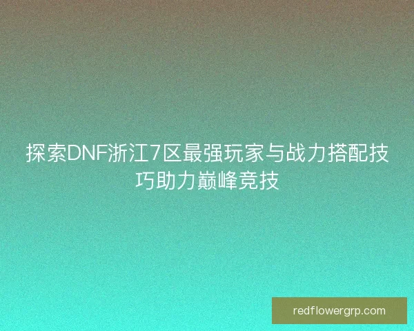 探索DNF浙江7区最强玩家与战力搭配技巧助力巅峰竞技