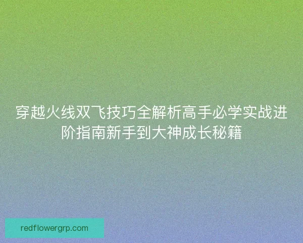 穿越火线双飞技巧全解析高手必学实战进阶指南新手到大神成长秘籍