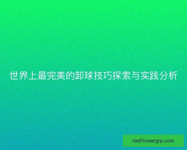世界上最完美的卸球技巧探索与实践分析