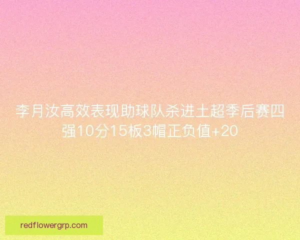 李月汝高效表现助球队杀进土超季后赛四强10分15板3帽正负值+20
