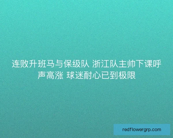连败升班马与保级队 浙江队主帅下课呼声高涨 球迷耐心已到极限