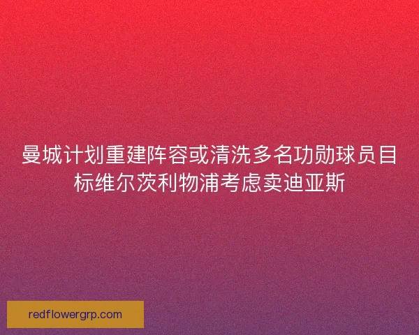 曼城计划重建阵容或清洗多名功勋球员目标维尔茨利物浦考虑卖迪亚斯